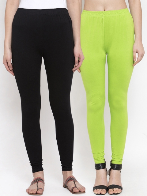 

TAG 7 Women Pack of 2 Solid Ankle-Length Leggings, Black