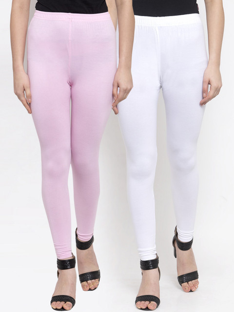 

TAG 7 Women Pack of 2 Solid Ankle-Length Leggings, White