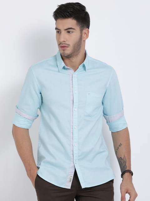 

t-base Men Blue Regular Fit Solid Casual Shirt