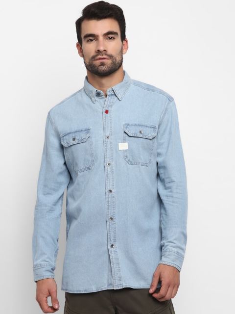 

Royal Enfield Men Blue Regular Fit Solid Casual Shirt