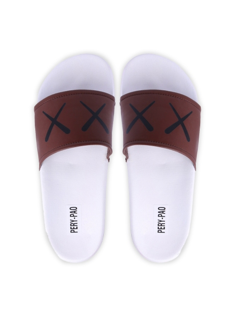 

PERY PAO Men Brown & White Printed Rubber Sliders
