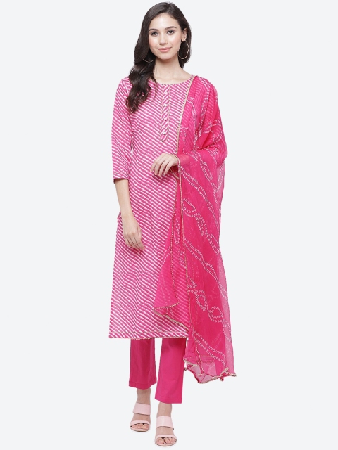 

Biba Pink & White Cotton Blend Unstitched Dress Material
