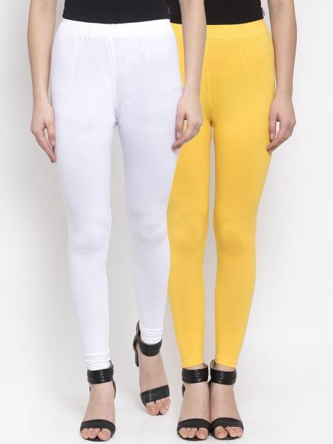 

TAG 7 Women Pack of 2 Solid Ankle-Length Leggings, White