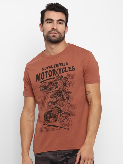 

Royal Enfield Men Rust Brown Printed Round Neck T-shirt