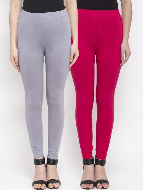

TAG 7 Women Pack of 2 Solid Ankle-Length Leggings, Grey