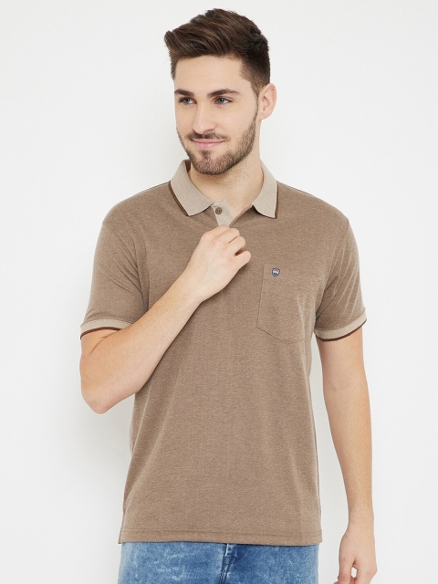 

Duke Men Brown Melange Effect Cotton Polo Collar T-shirt