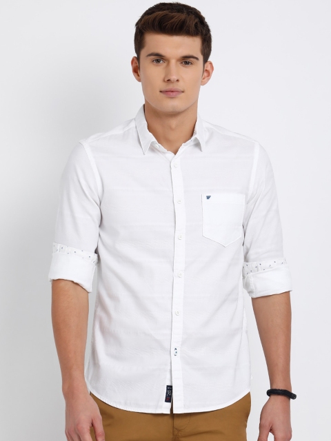 

t-base Men White Regular Fit Solid Casual Shirt