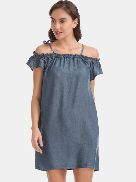 

Aeropostale Blue Pure Cotton A-Line Dress