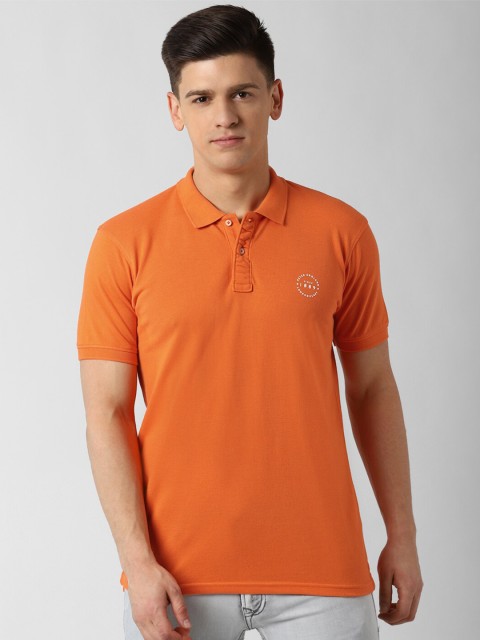 

Peter England Casuals Men Orange Solid Polo Collar T-shirt