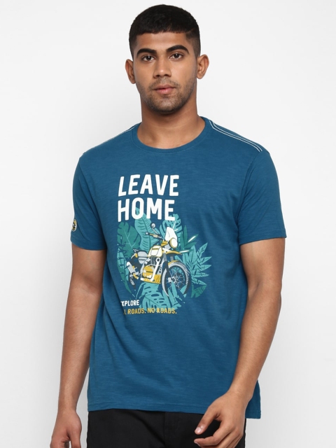 

Royal Enfield Men Blue Printed Round Neck T-shirt