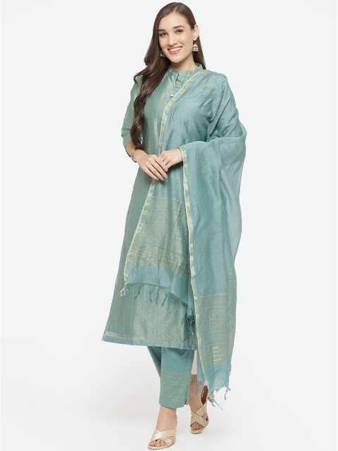

Biba Blue Art Silk Unstitched Dress Material