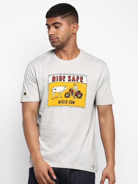 

Royal Enfield Men Grey Printed Round Neck T-shirt