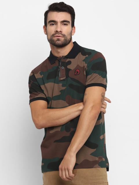 

Royal Enfield Men Brown Printed Polo Collar T-shirt