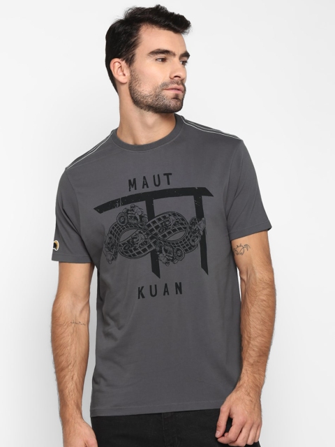 

Royal Enfield Men Charcoal Grey Printed Round Neck T-shirt