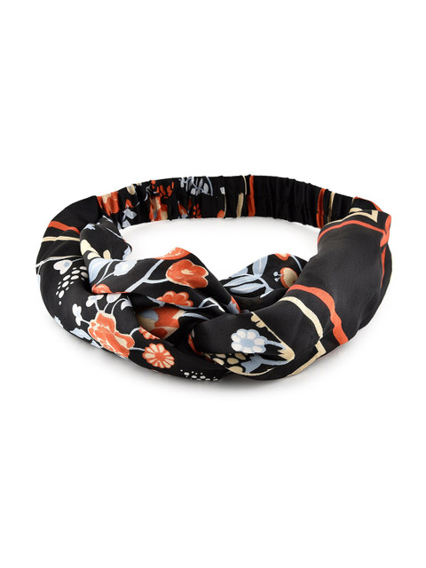 

ToniQ Women Black Floral Printed Satin Hairband