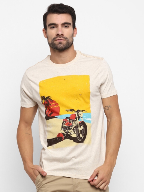 

Royal Enfield Men Off-White Printed Round Neck T-shirt