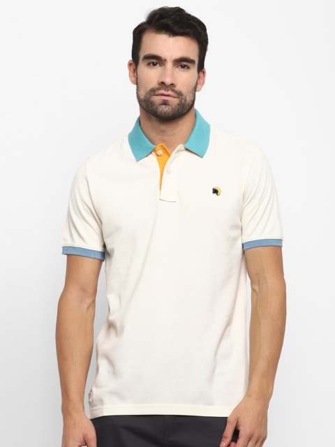 

Royal Enfield Men Off-White Solid Polo Collar T-shirt