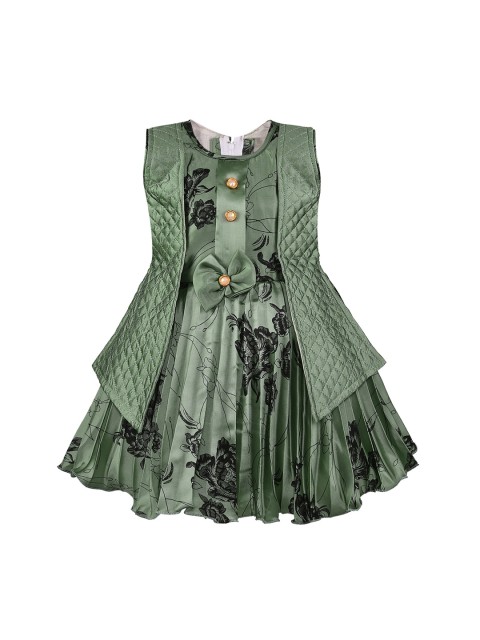 

Wish Karo Green Floral Satin Dress
