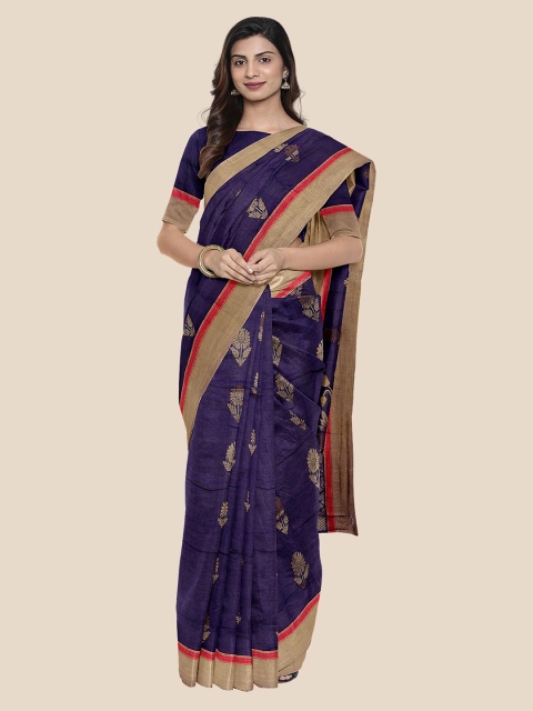 

KLM Fashion Mall Navy Blue Silk Cotton Woven Design Mangalagiri Saree