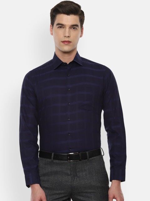

Van Heusen Men Navy Blue Slim Fit Checked Cotton Formal Shirt