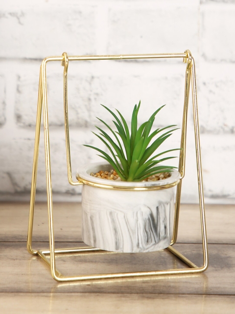 

House Of Accessories Grey & Green Solid Artificial Plants With Pot