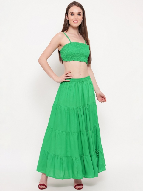 

Aawari Green Smocked Two-Piece Co-ordinate Set