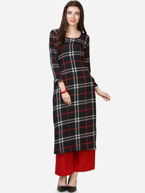 

Florence Women Black Checked A-Line Kurta & Palazzos