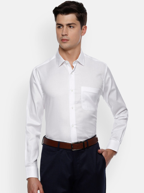 

Van Heusen Men White Regular Fit Self Design Cotton Formal Shirt