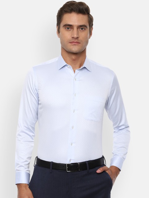 

Van Heusen Men Blue Slim Fit Self Design Cotton Formal Shirt