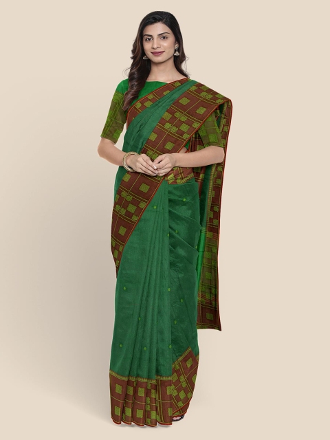 

KLM Fashion Mall Green & Maroon Pure Cotton Embroidered Mangalagiri Saree