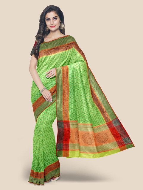 

KLM Fashion Mall Green Pure Cotton Printed Venkatgiri Saree