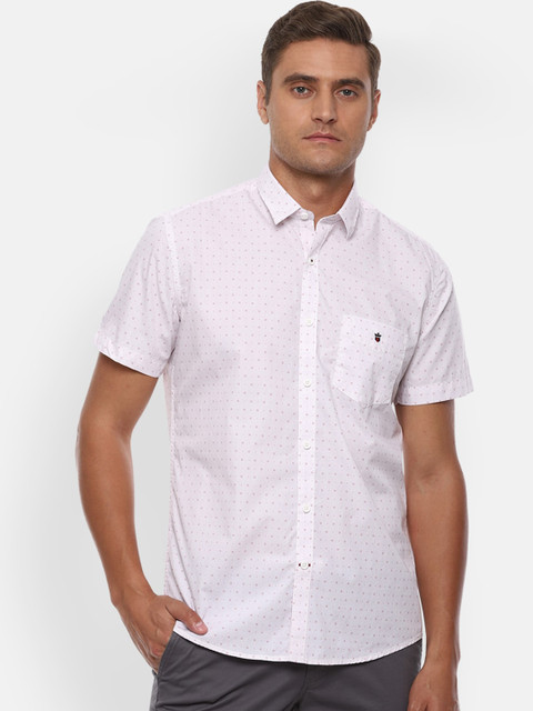 

Louis Philippe Sport Men White & Maroon Slim Fit Printed Casual Shirt