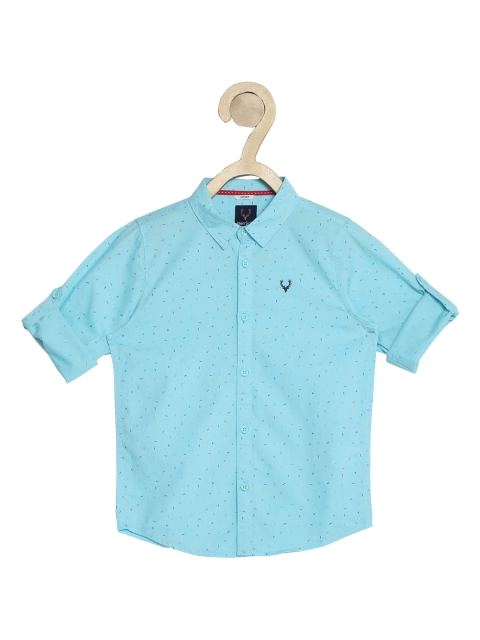 

Allen Solly Junior Boys Blue Pure Cotton Slim Fit Printed Casual Shirt
