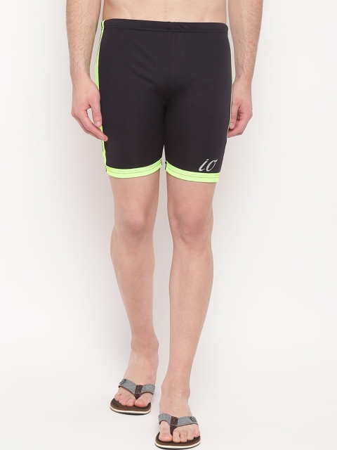 

iO Men Black Solid Jammer Swim Shorts