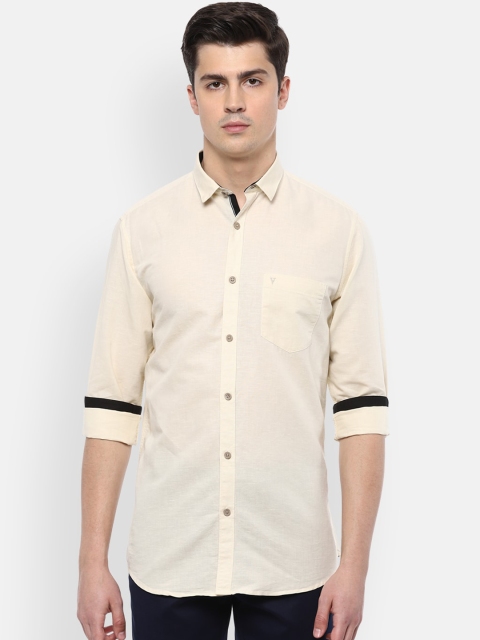 

Van Heusen Sport Men Cream-Coloured Slim Fit Solid Casual Shirt