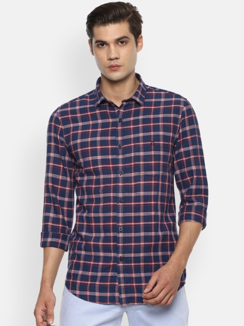 

Louis Philippe Sport Men Navy Blue & Red Slim Fit Checked Casual Shirt
