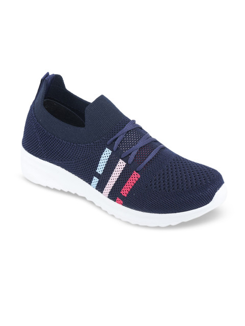 

TRASE Women Navy Blue Woven Design Slip-On Sneakers