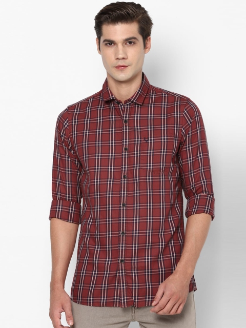 

Solly Jeans Co. Men Maroon Regular Fit Checked Pure Cotton Casual Shirt
