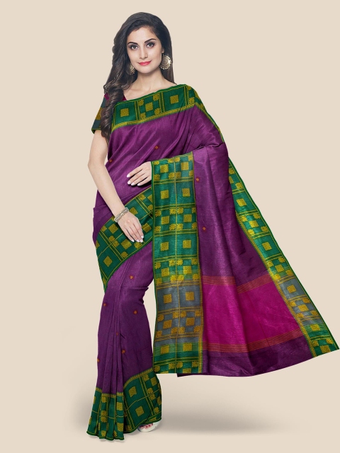 

KLM Fashion Mall Purple Pure Cotton Embroidered Mangalagiri Saree