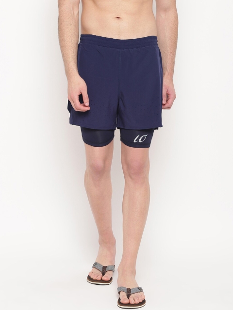 

iO Men Navy Blue Solid Swim Shorts With Jammers