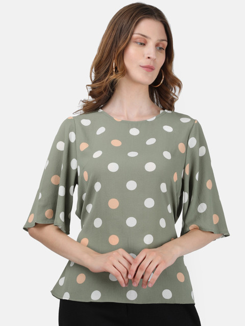 

Monte Carlo Green & Pink Flared Sleeves Regular Top