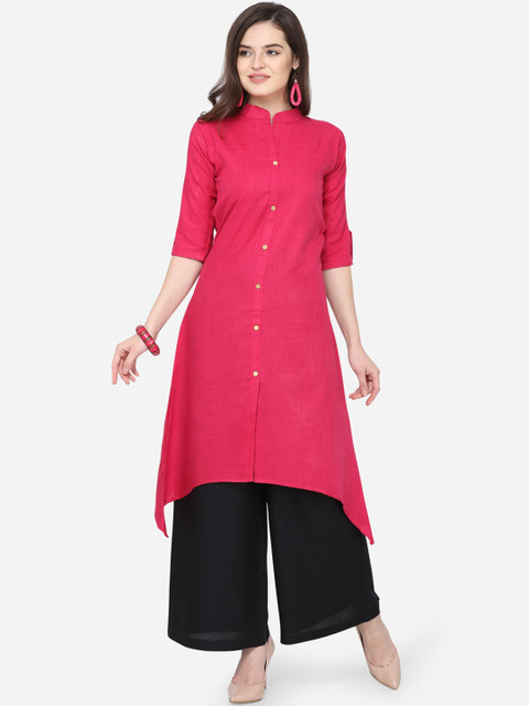 

SAADHVI Women Pink Regular A-Line Kurta with Palazzos