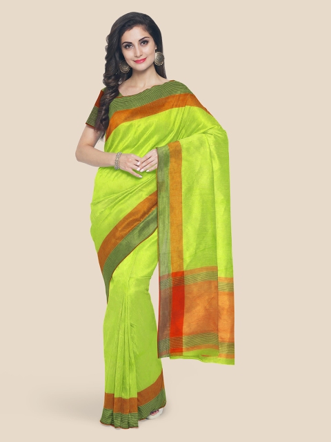 KLM Fashion Mall Green Pure Cotton Solid Mangalagiri Saree