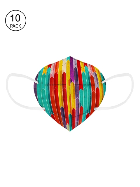 

Status Pack Of 10 Red & Yellow Printed 5-Ply N95 Face Masks