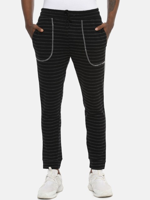 

Campus Sutra Men Charcoal Grey Striped Cotton Joggers