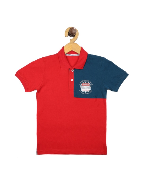 

Stupid Cupid Boys Red & Blue Colourblocked Polo Collar T-shirt