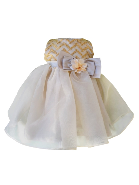 

Faye White & Gold-Toned Floral Embroidered Dress