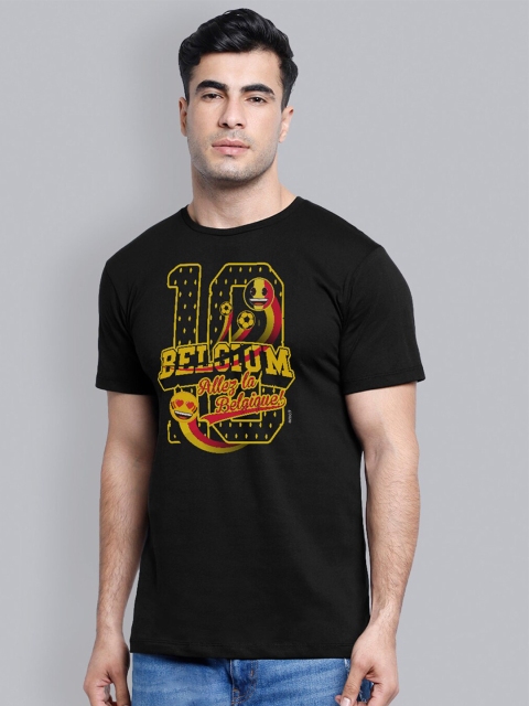 

Free Authority Men Black Soccer Print Round Neck Cotton Pure Cotton T-shirt