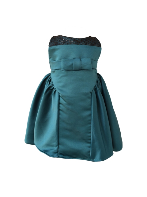 

Faye Teal Green Satin Bow Dress