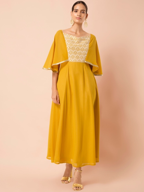

INDYA Yellow Georgette Maxi Dress